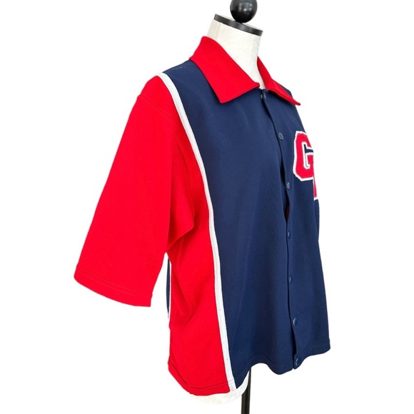 Vintage Falcons Bowling Jersey Athletic Supply Navy Red Short Sleeve Snaps Sz 42 - Picture 4 of 12